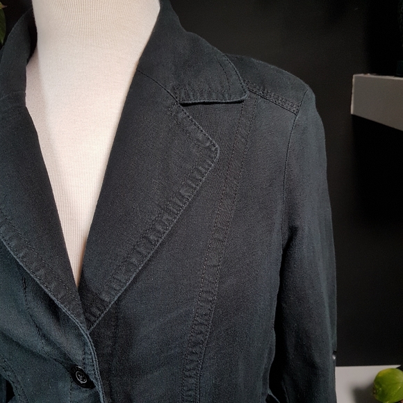 Linen Esprit Button Up Jacket Black Size 6 - Picture 4 of 10